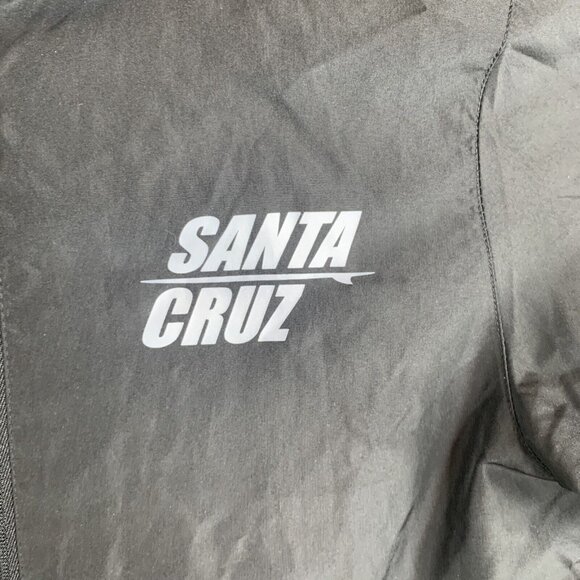Santa Cruz Black Lightweight Hooded Windbreaker Jacket With Drawstring & Zip Clo - Picture 3 of 8